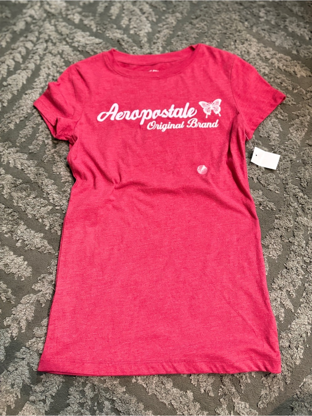 Aeropostale Red Short Sleeve Logo Tee with Butterfly